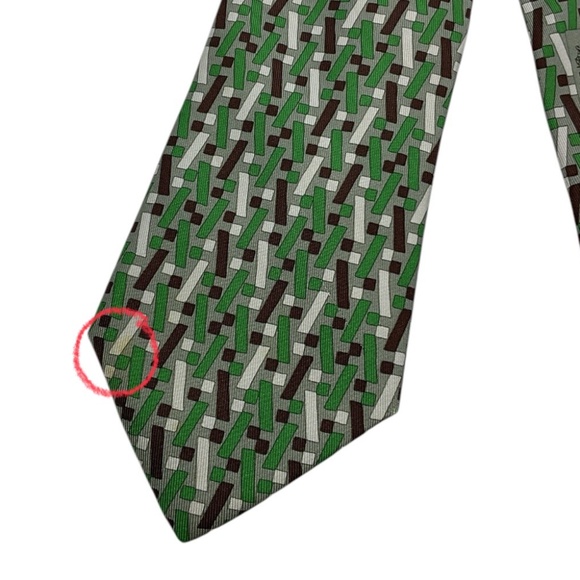 HERMÈS 5423 OA XL Green Monogram H Silk LUXURY Tie FRANCE - Picture 6 of 6